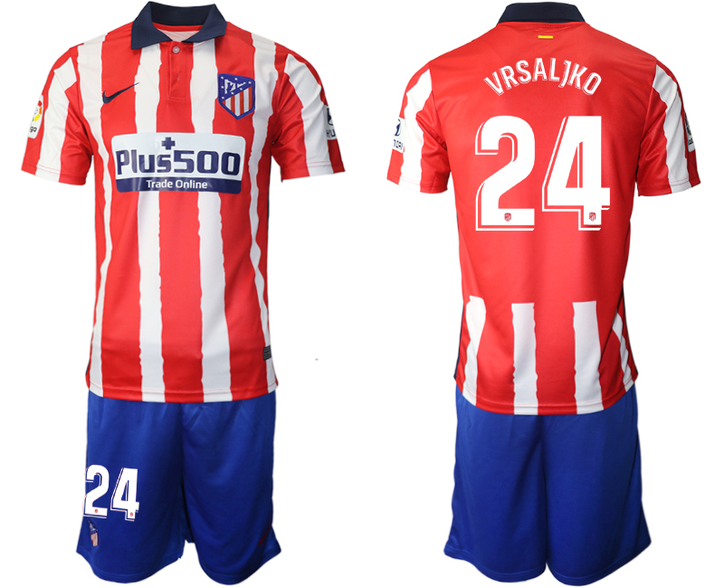 Men 2020-2021 club Atletico Madrid home #24 red Soccer Jerseys